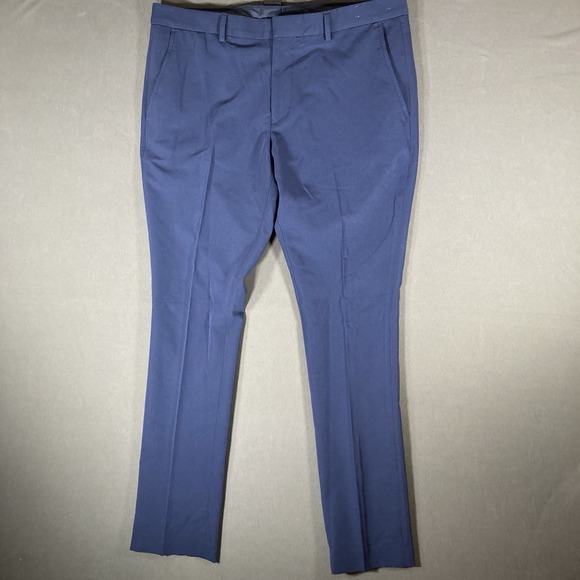 Egara Extreme Slim Fit Stretch Dress Pants Blue 34x32 Pleated - Picture 1 of 8